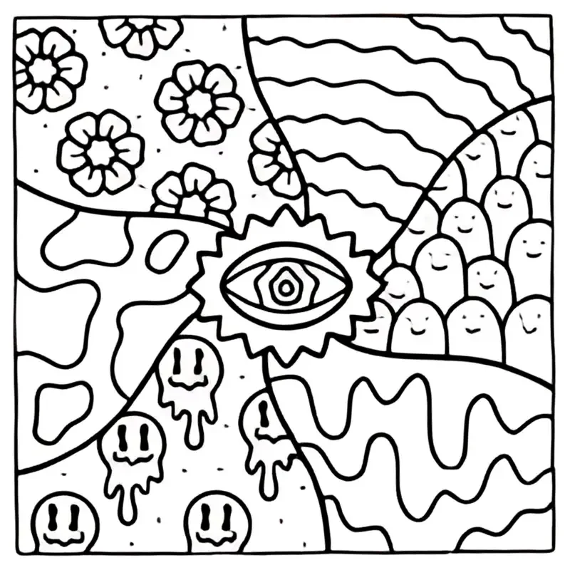 Trippy & Groovy Coloring Book for Youngsters – 24 Pages of Psychedelic Animal Sketches, Creative Painting & Relaxing Art Relax 6