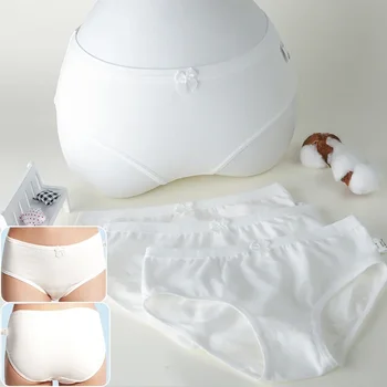 2025 New Chirdren's Underwear Kids Panties Pure White Teenage Girls Briefs Bow Cute Pants Solid Color 100%Cotton Girl Underpants