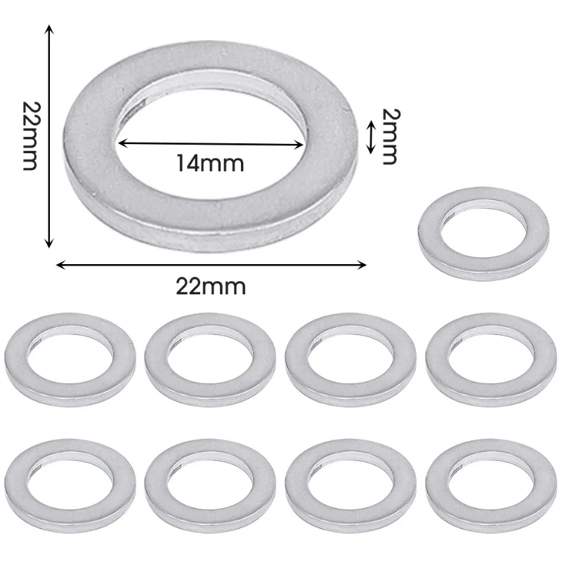 14mm Aluminum Oil Drain Plug Crush Washer Set Non-Slip For Lasting Sealing Car Exterior Accessories For Oil Change oil drain plug gasket,sealing washers,oil drain plug seal washer