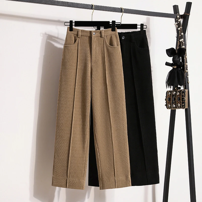 

Limiguyue Corduroy Pants Autumn Winter Women Loose Straight Casual Straight Solid Color High Waist Trousers Harajuku Autumn J992