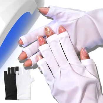 Guanti anti-UV per nail art, guanti professionali di protezione in gel per manicure, proteggono le mani, elastici, senza dita, per casa e all'aperto