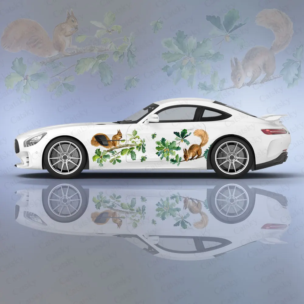 

Cute Squirrel Car Graphic Decal Protect Full Body Vinyl Wrap Modern Design Image Wrap Sticker Decorative Car Decal Accessories