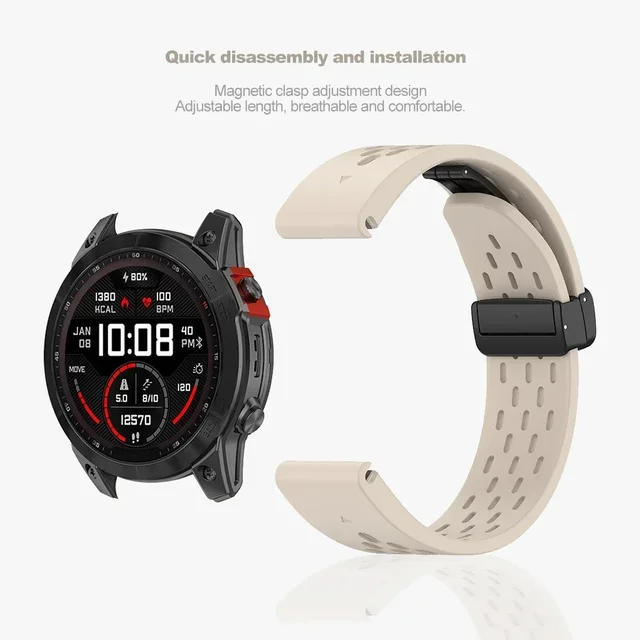 Enhanced Silicone Magnetic Watch Band Strap, 20/22/26mm – Versatile and Durable Replacement Accessory