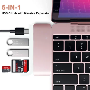 2021 아이패드 프로 M1 2020 맥북 프로 에어 M1 용 USB C 허브 어댑터, 마이크로 SD 리더기, USB 3.0 2 개, 87W PD 썬더볼트 3