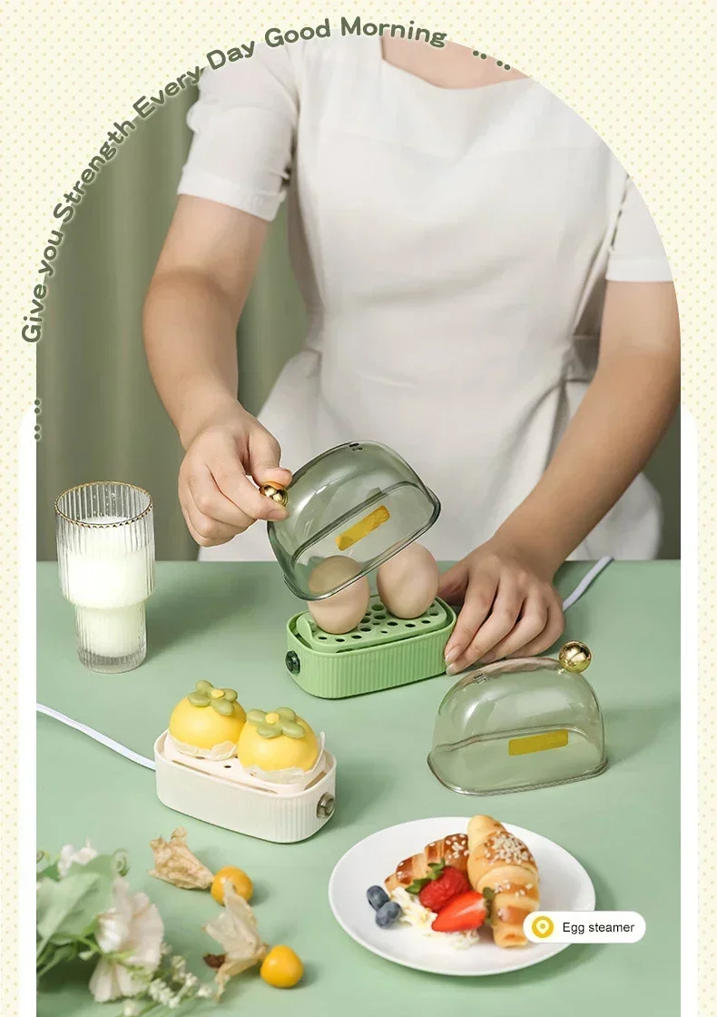 Description Picture 3 of item120W 220V Electric Egg Boiler Poacher Automatic Power Off Mini Breakfast Machine Egg Cookers 2 Eggs Portable Food Steamer