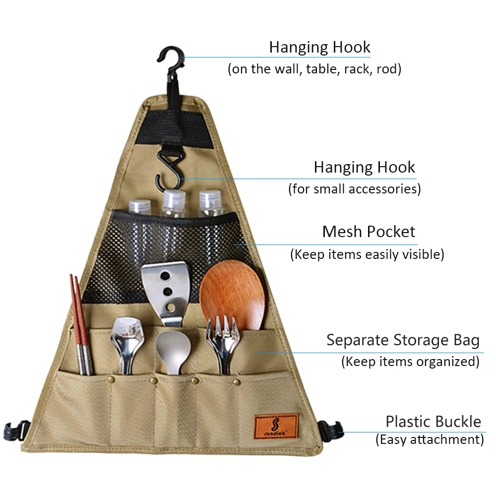 Outdoor Camping Storage Bag Versatile Multi-Pocket Storage Container Bag Organizer Picnic Fishing Triangle