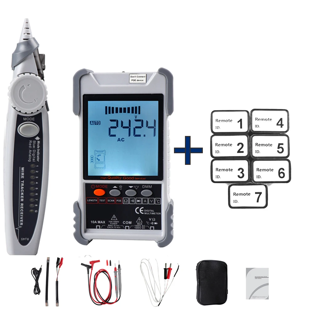 ET616 ET618 Network Cable Tester Analogs Digital Search POE Test Cable Pairing Sensitivity Adjustable Network Cable