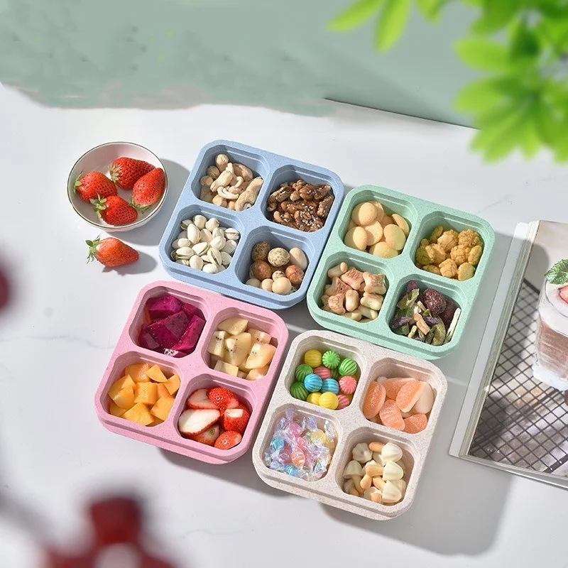 Reusable Plastic Square Bento Box Food Container with Lid