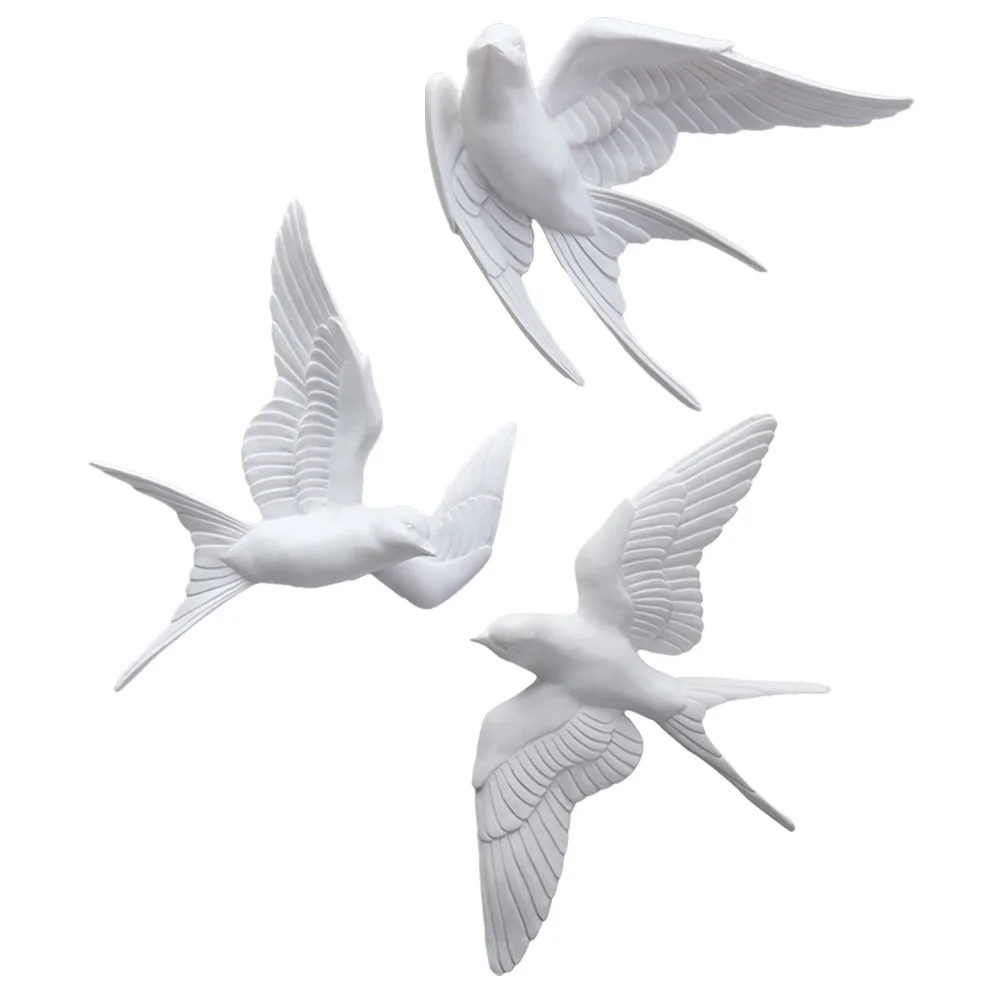 

3 Pcs Nordic Living Room Wall Decoration Pendant Swallow Three-dimensional Bird Retro Artificial Swallows Crafts Decorative