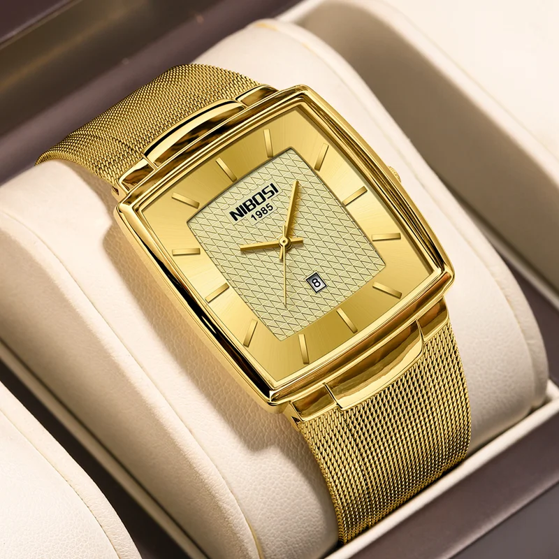 

NIBOSI Square Men's Watches Top Brand Luxury Quartz Wristwatch Waterproof Luminous Watch for Men Date Clock Relogio Masculino
