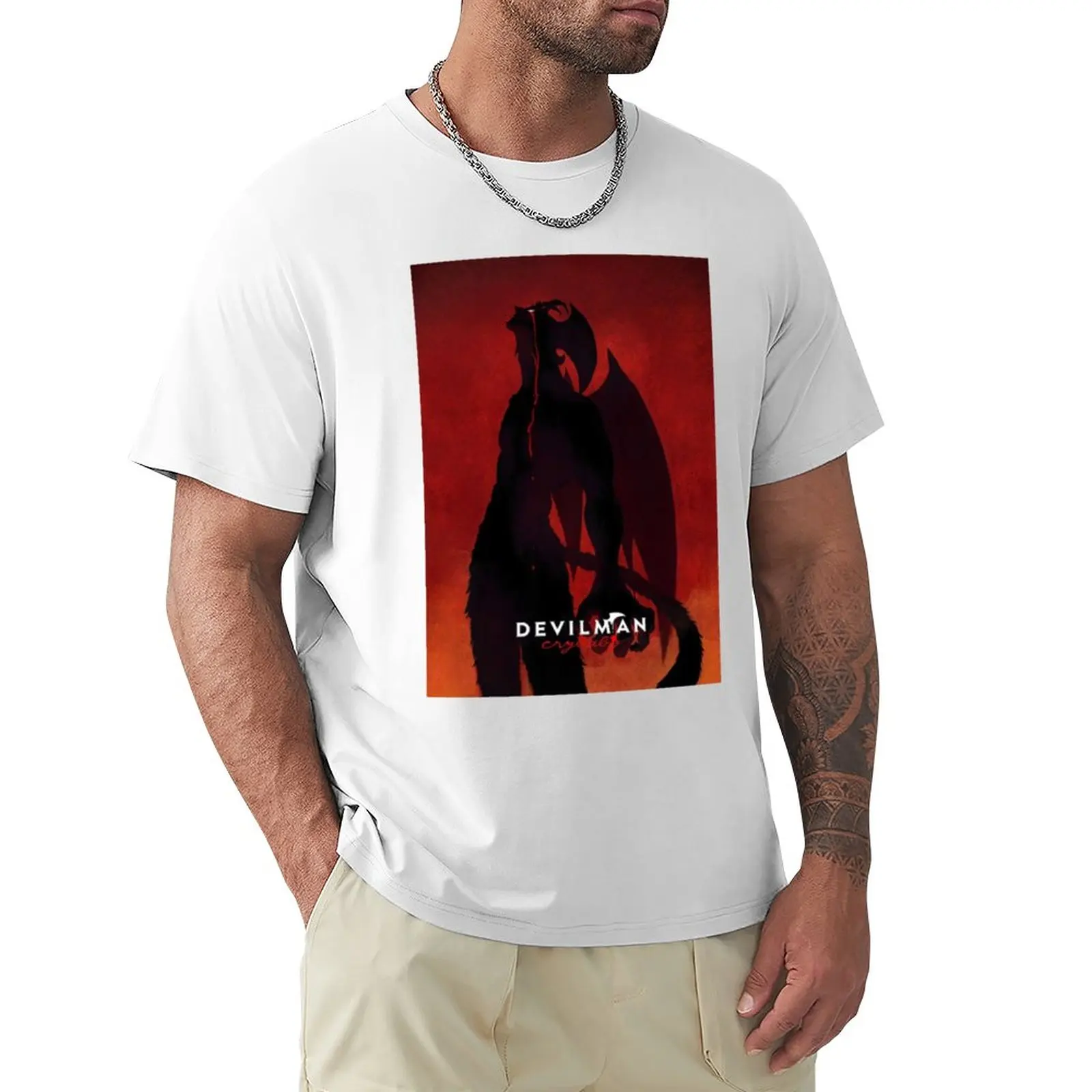 Devilman Crybaby T-Shirt Oversize Coreano Moda Uomo Magliette Bianche