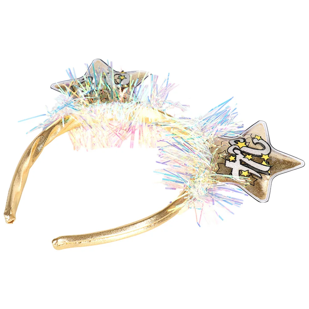 

New Year Headband Party Headdress Decor Headwear Hair Ribbons Supplies 2024 Headbands Flash Favors Year's Eve