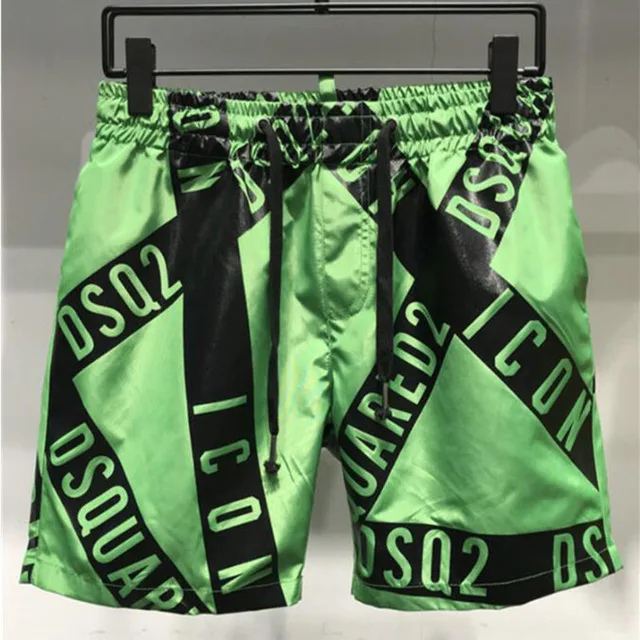 DSQ2 Men's Beach Shorts 2022 Summer New Fashion Casual Quick-Drying Beach Vacation Surfing Outdoor Sports Shorts Green