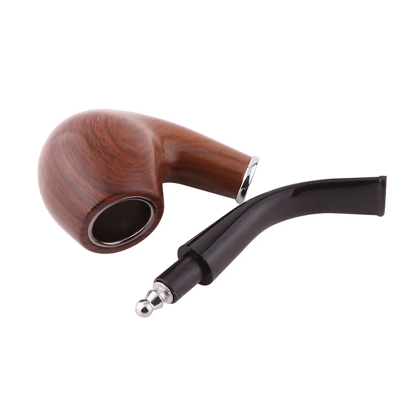Tobacco Pipe Classic Wood Grain Resin Pipe Chimney Filter Long Smoking Cigar Gifts Gift Grinder Smoke Mouthpiece