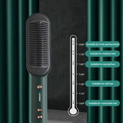 2 In 1 Hair Straightener Brush Professional Hot Heating Hair Comb Brush Ceramic Massager Straightening Curler Brush Styling Tool