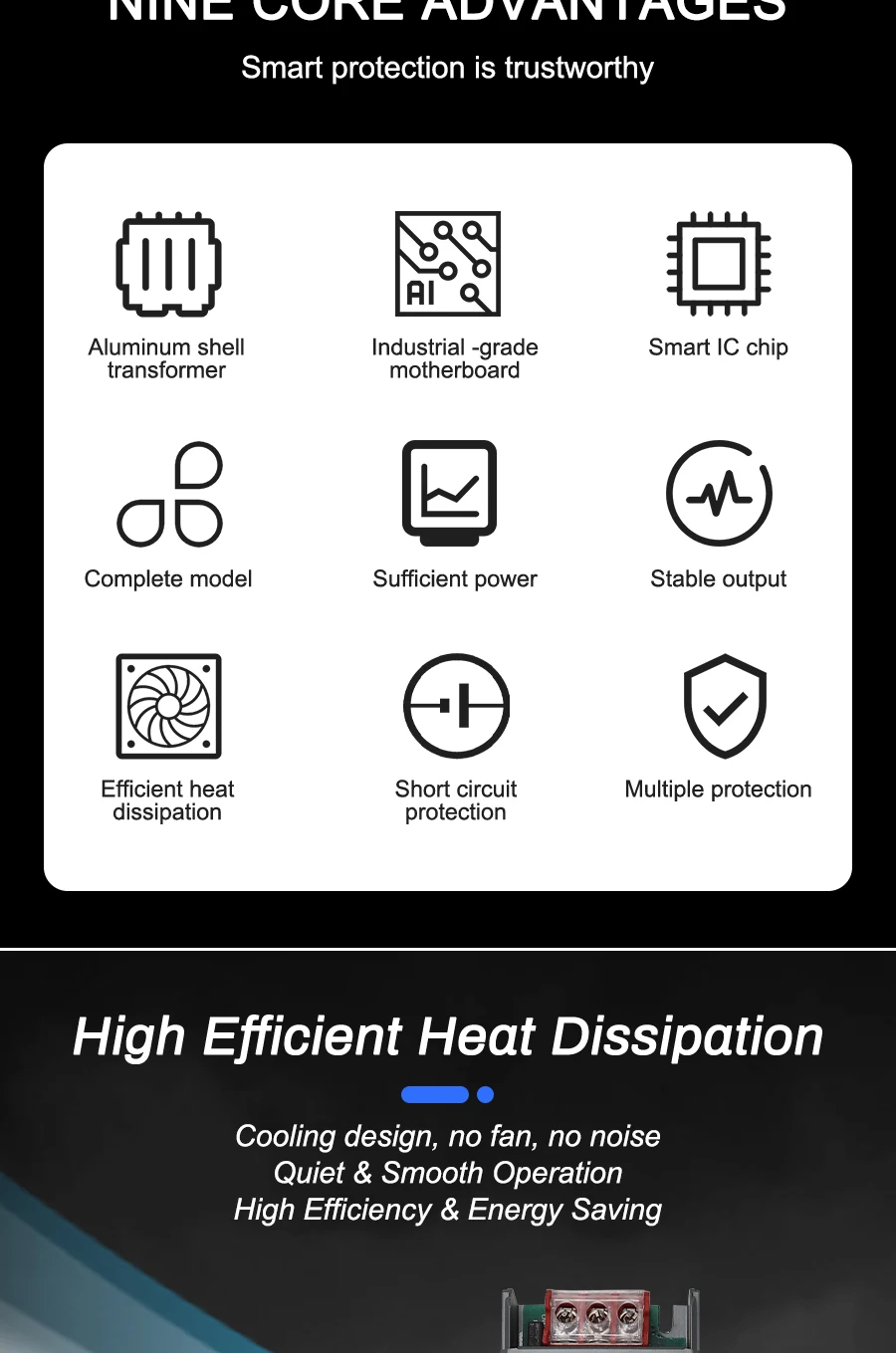 Description Picture 3 of item12V 24V LED Power Supply 100W 200W 300W 400W Light Transformer AC 110V 220V to DC Switching Power Supply LED Driver Adaptor