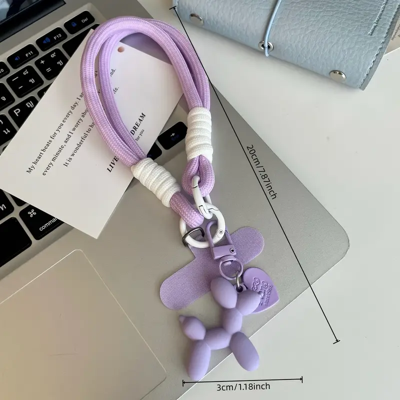 Creative Heart Balloon Dog Phone Lanyard Wrist Strap, Universal Phone Case Accessories, Anti-Slip Anti-Fall Portable Pendant - Image 2