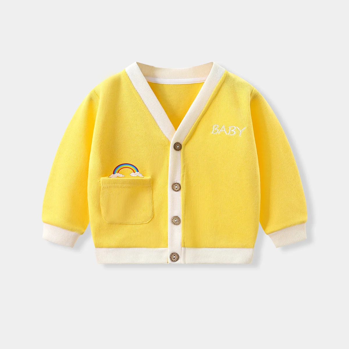 Childrens Boys Knitted Cardigan Spring Autumn New Korean Baby Boys Coat Solid Cotton Long Sleeve V-neck Toddler Boys Coat 4
