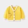 Childrens Boys Knitted Cardigan Spring Autumn New Korean Baby Boys Coat Solid Cotton Long Sleeve V-neck Toddler Boys Coat 4