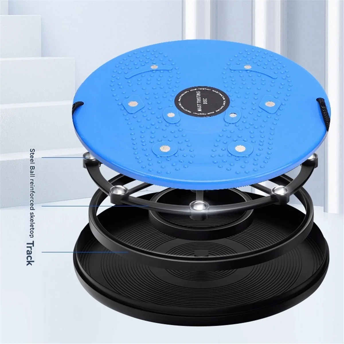 BAAU Magnet Waist Twisting Disc Fitness Balance Board Weight Lose Trainer Magnetic Massage Wriggling Plate Gym Twister Blue