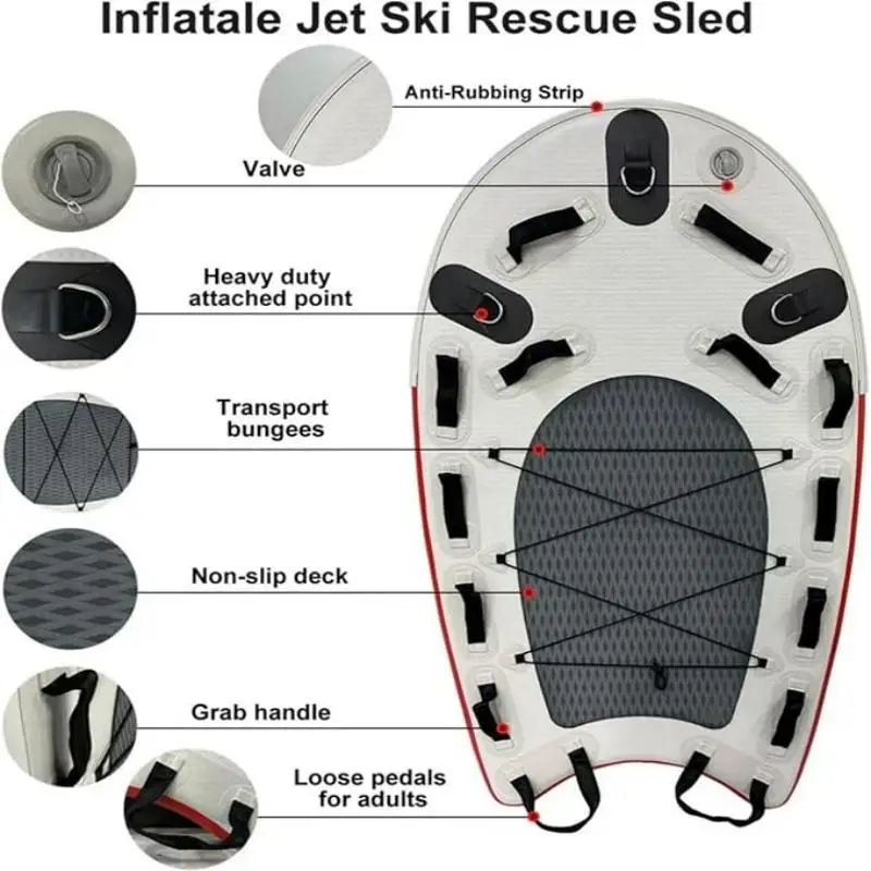 Inflatable Water Rescue Sled Floating Mat, Surfing Board, Inflatable Jet Ski Rush Wave 71x42x4 Inches Can folding