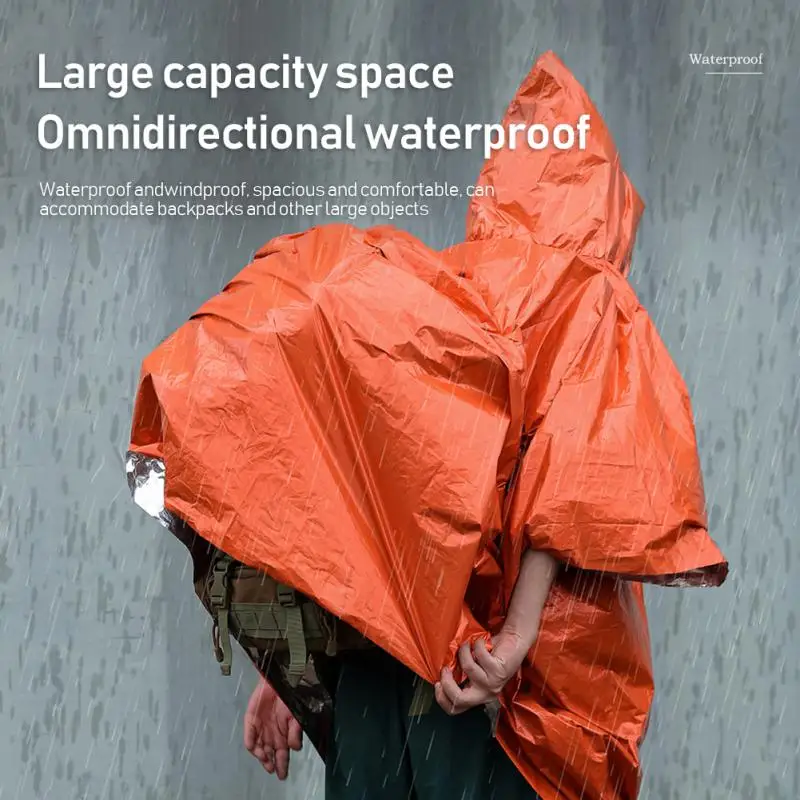 4Pcs Emergency Rain Poncho with Mylar Blanket Liner-Survival Blankets For Car-Heavy Duty, Waterproof Camping Equipment