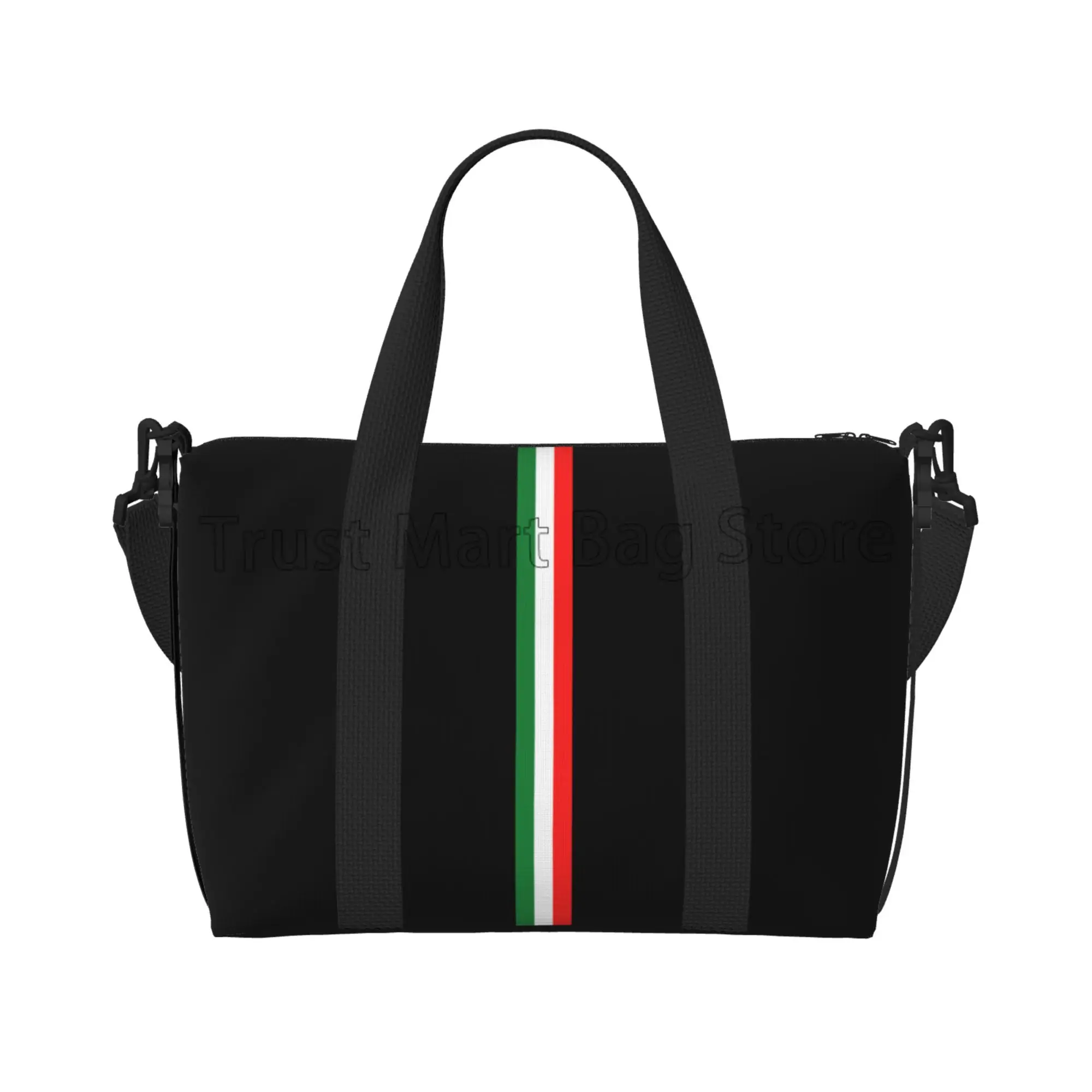 Italian Flag Print Duffle Bag for Travel Unisex Handbag Shoulder Bag for Sports Gym Yoga Waterproof Weekender Overnight Bags
