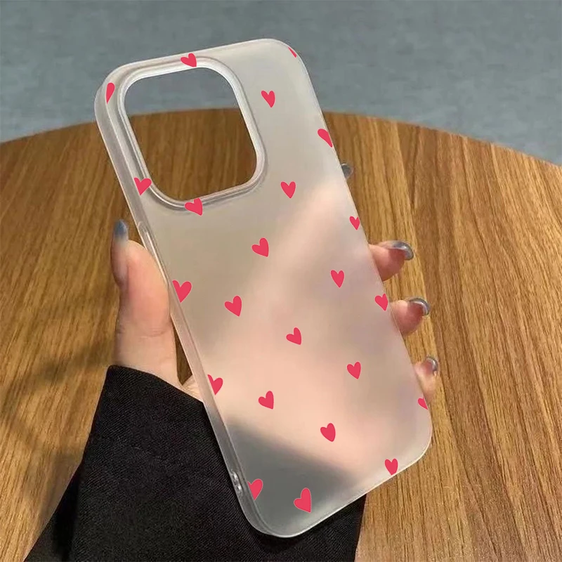 Charming Soft Love Heart-Shaped Shockproof Phone Case with Clear Design