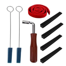

8Pcs Piano Tuning Kit,Tuning Wrench Hammer Felt Strip Mutes Triangular Rubber Mutes Kit Temperament Piano DIY Fixing Set