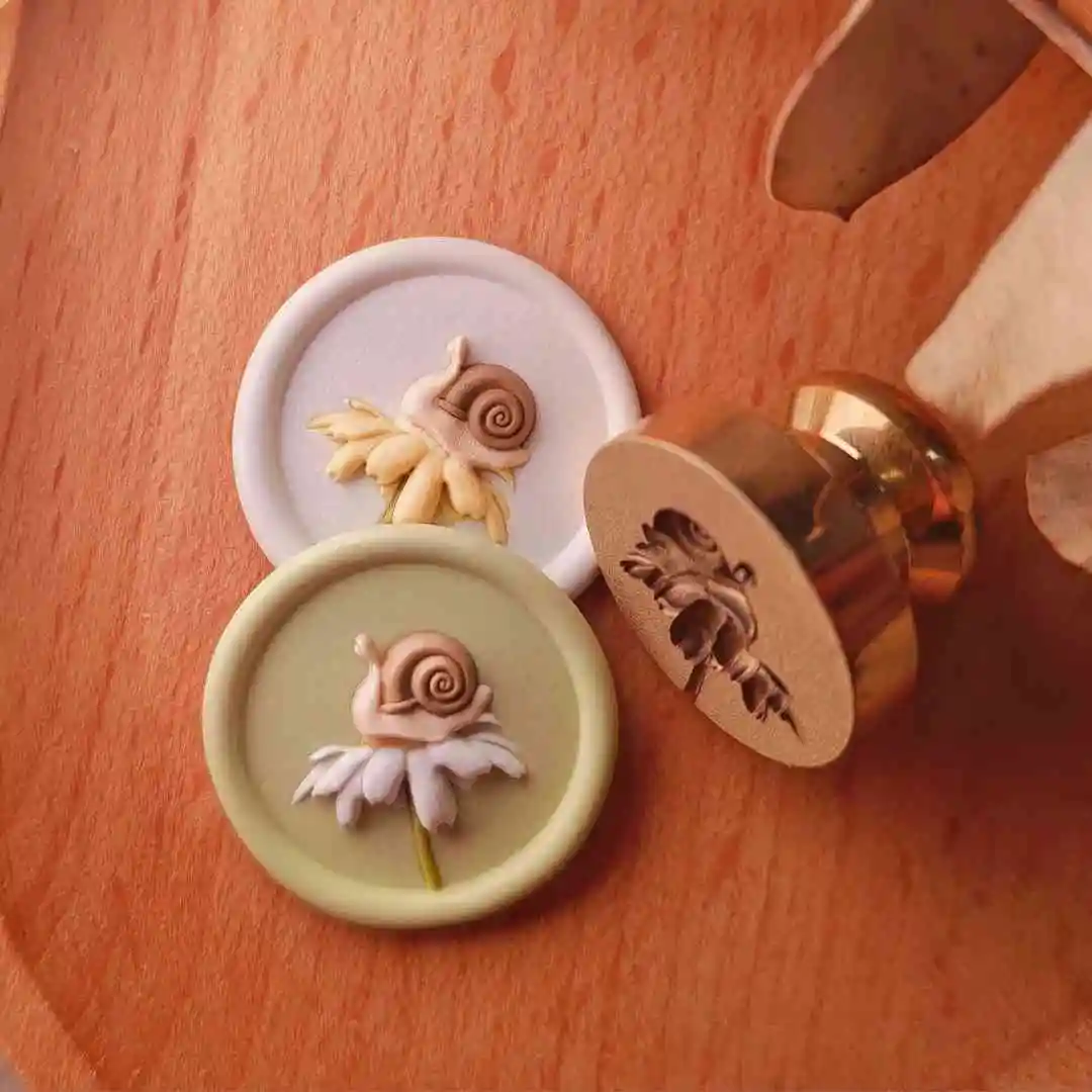 Fire Seal Head Stamp Fine Carving Lucky Starpick Snail Bread Cabinet Cotton Lamb Copperhead Hand-Stamped Envelope Diy Toy Gift