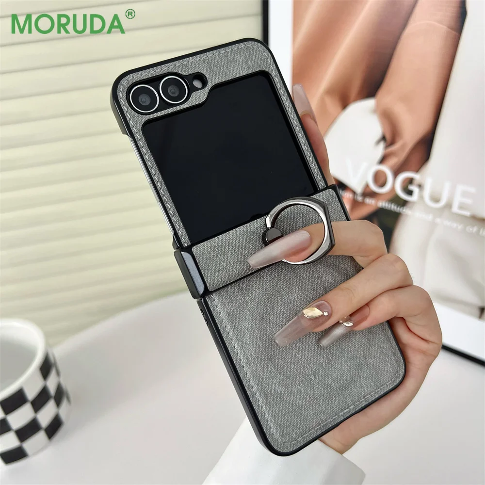 Y2K Washed Denim Magnetic Case with 2-in-1 Ring Holder and Bracket Cover
