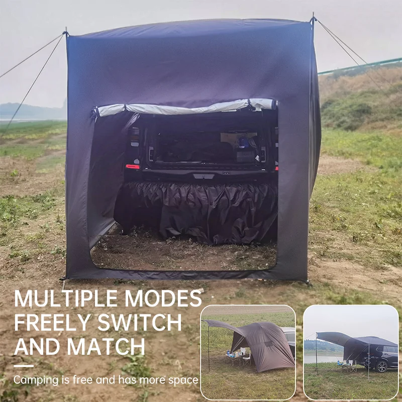 Outdoor Camping Tent with Zipper Car SUV Rear Extension Tent Shade Awing For Camp Self-driving Travel Car Rear Side