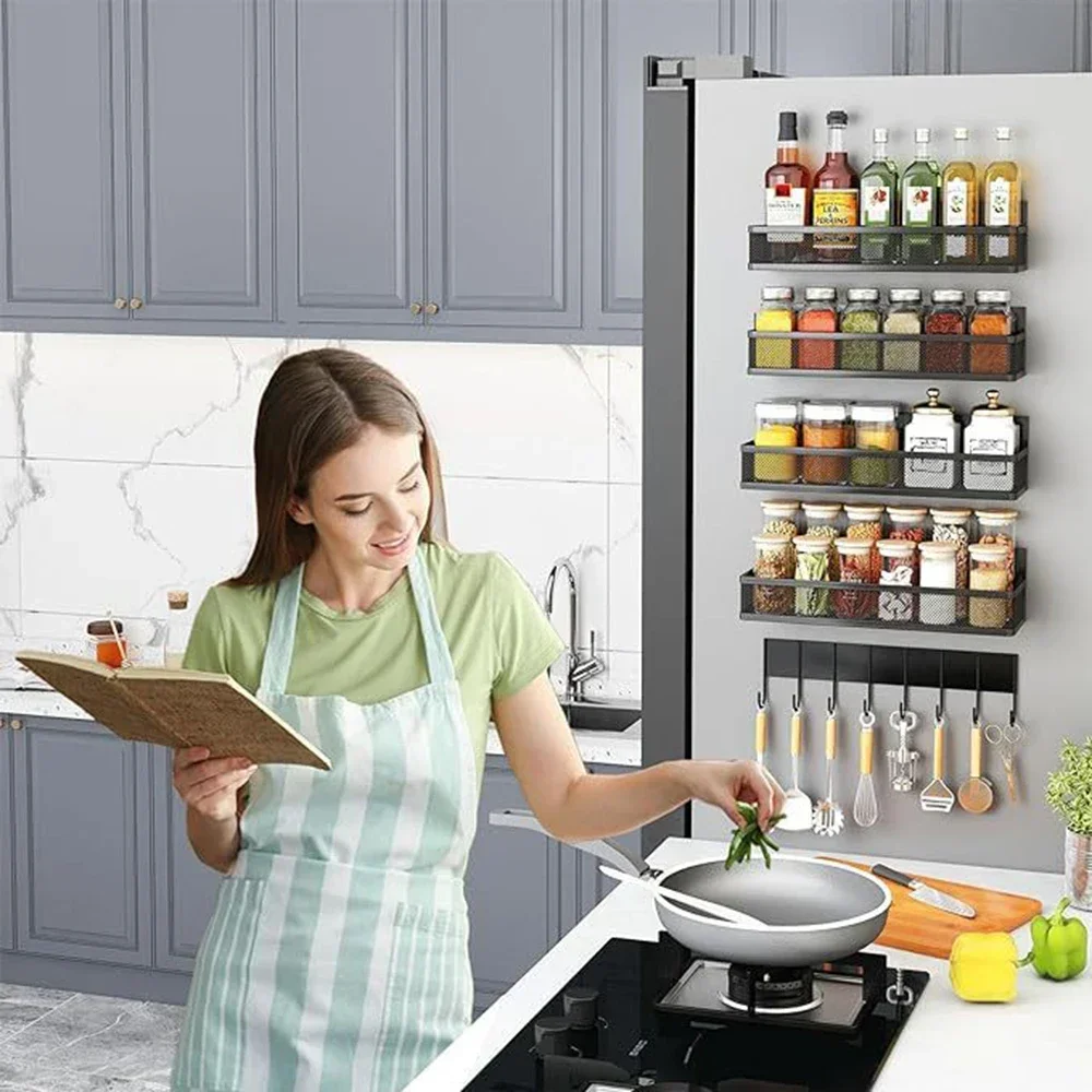 

Drilling Rack 3pcs Tableware Spice Tray Kitchen Jar Accessories Organizer No Removable Refrigerator Holder Shelf Magnetic