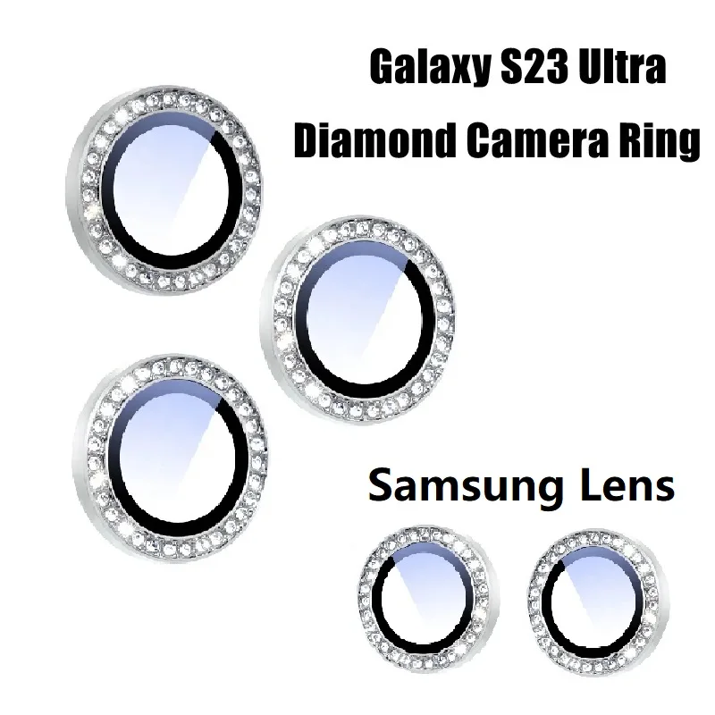 Bling Diamond Glass Camera Lens Protector with Ring Cap Locator