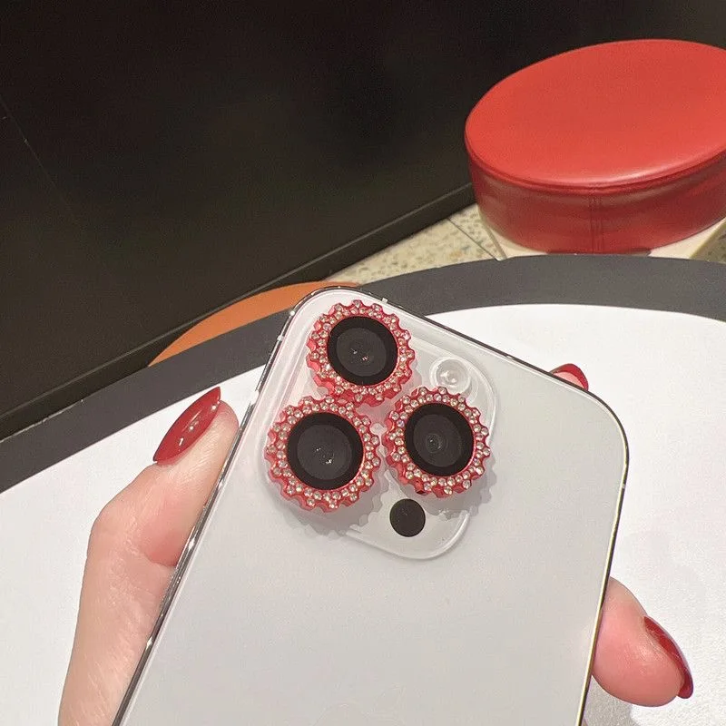Premium Red Diamond Glass Camera Lens Protector