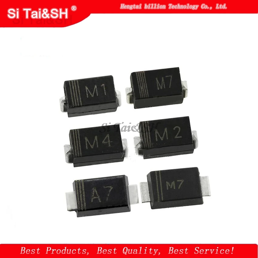100 шт. 1N4001 M1 1N4004 M4 1N4007 M7 FR107 RS1M SMA выпрямительный диод FR207 RS2M HER108 US1M SF18 ES1J SF14 ES1D DO-214AC (art.: 3920c75dc4100) - 3920c75dc4100