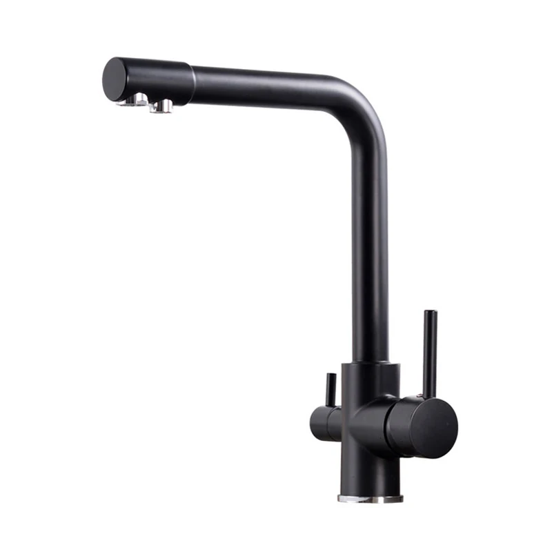 Brass Swivel Drinking Water Faucet 3 Way Water Filter Purifier Kitchen Faucets For Sinks Taps Chrome Black Beige