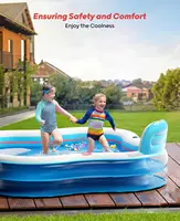 Large 80x80x27 Inch Inflatable Swimming Pool with 2 Seats and Backrests for Family Fun in Backyard, Garden, Outdoors 5