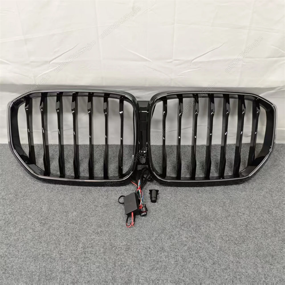 BMW X5 G05 M50i M50d xDrive30d 40i 40d 45e 프리-LCI 2018-2023용 자동차 전면 범퍼 레이싱 그릴 LED 싱글 라인 글로우 블랙 그릴
