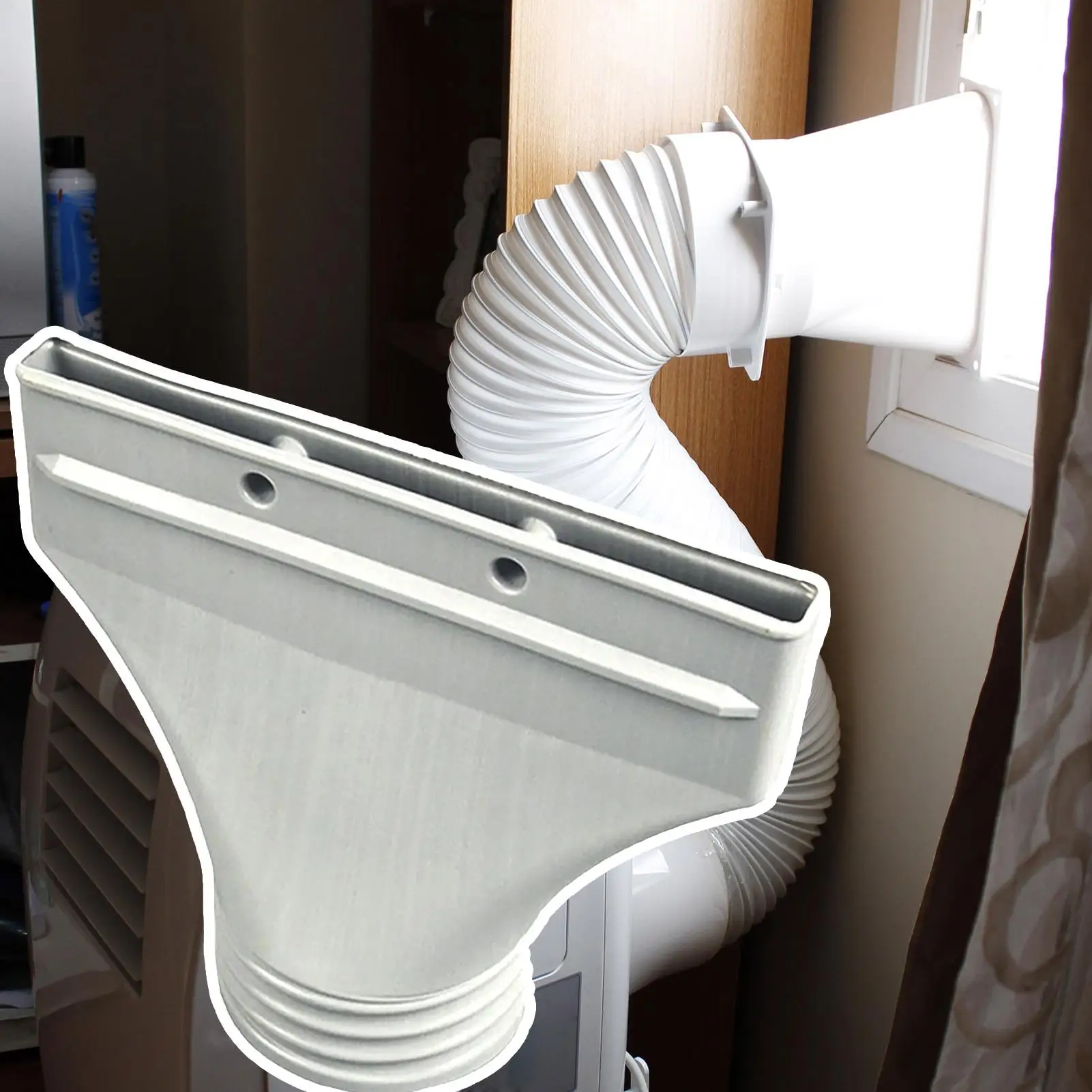 AC Hose Coupler AC Exhaust Hose Connector Tube Vent Kit Seal Connection Duct Flat hose connection adapter for air conditioner