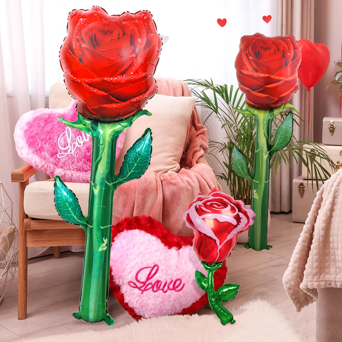 Aluminum Film Balloon Large Simulation Red Rose Mother's Day Wedding Proposal Girl Gift Anniversary Birthday Party Decorations