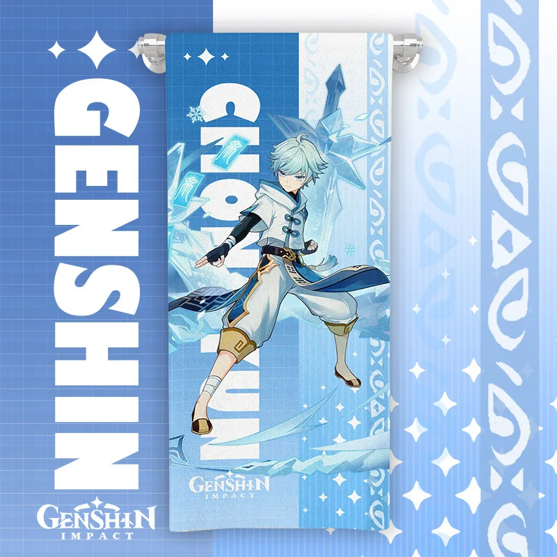 35*75cm Genshin Impact Towel Cotton Multiple Genshin Games Character Printed Absorbent Anime Sports Bath Towels Gift Bath Towel