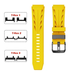 Breathable Black Silicone Strap with Metal Connector - Adjustable Sport Wristband - T - Rex 1 (Yellow)