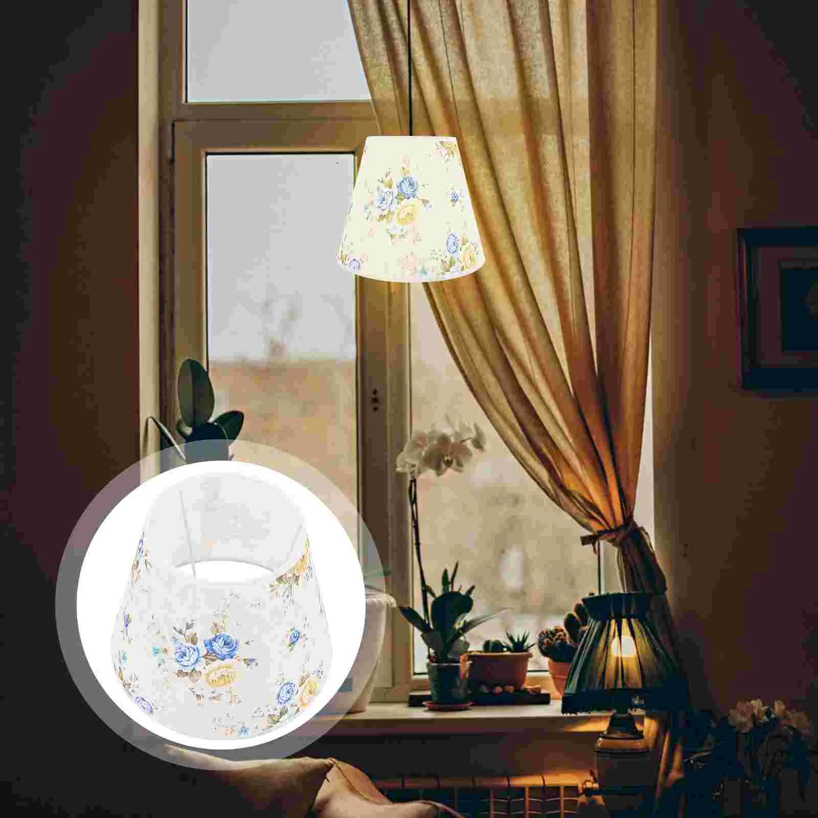 

Lampshade for Table Floral Shades White Lampshades Cloth Fabric Printed Floor Replace Office
