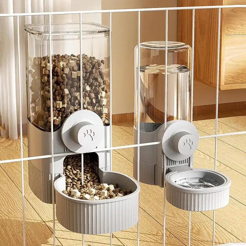 Hanging Automatic Pet Food Feeder/Water Dispenser Gravity Cat Auto Feeder Waterer Set With Container Bowl For Cage pet food feeder cat food dispenser