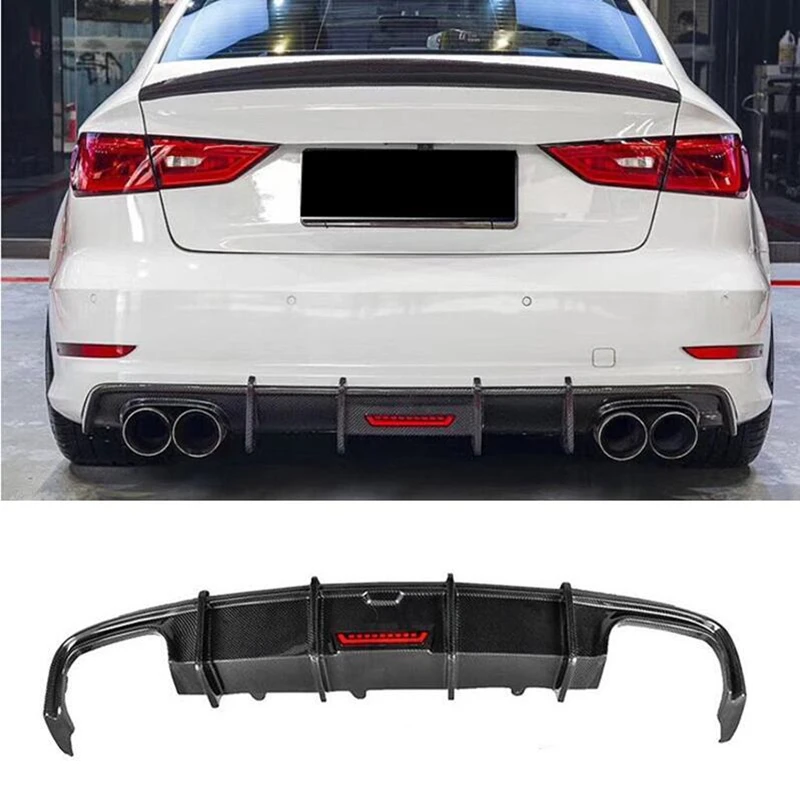 For Audi A3 S Line S3 Limousine 2013 2014 2015 16 Real Carbon Fiber Rear Diffuser Kit Lip Spoiler High Quality Refits Splitters