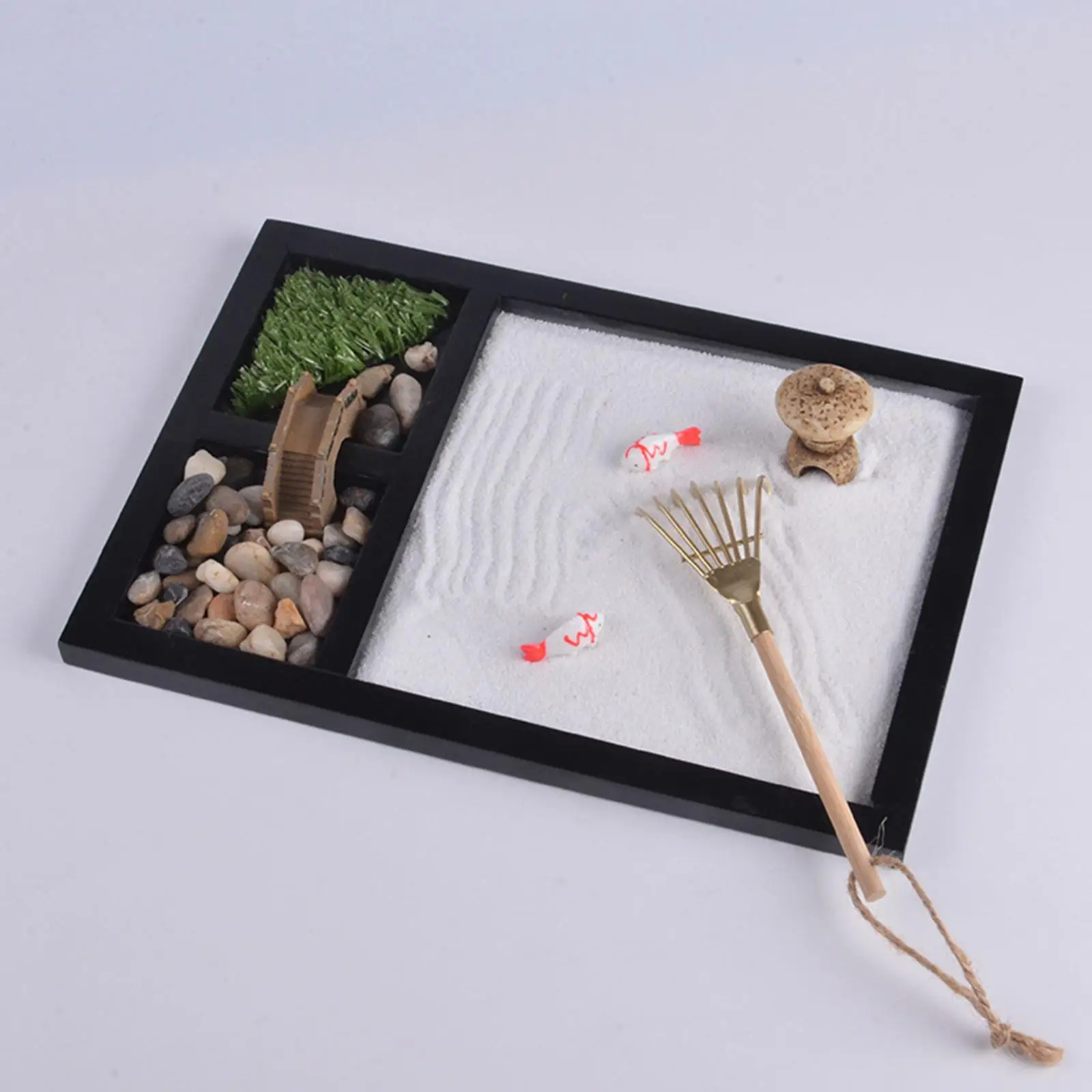 Zen Garden Kit Relaxation Mirco Landscape with Incense Holder for Desktop
