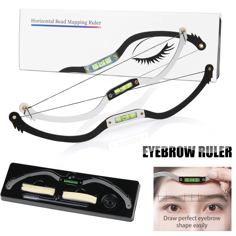 Eyebrow Stencil Tool 1 Set Microblading Permannet Makeup Bow And Arrow Line Ruler Eyebrow Stencils Measuring Brow String Inked Tattoo PMU For Mapping