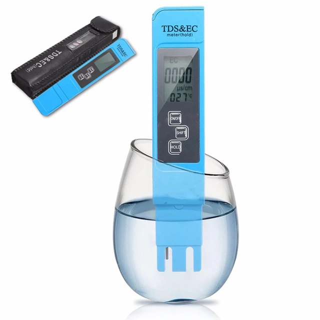 Insten - TDS Meter Digital Water Tester for Drinking Water, 3-in-1 TDS,  0-9999ppm, Temperature and EC Meter with Carrying Case, Blue 