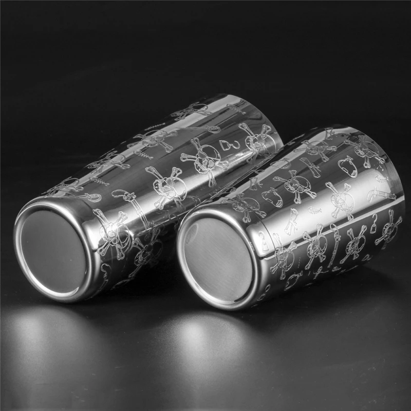 500ml/800ml Engraving Skull Stainless Steel Cocktail Boston Bar Shaker Bar Tools